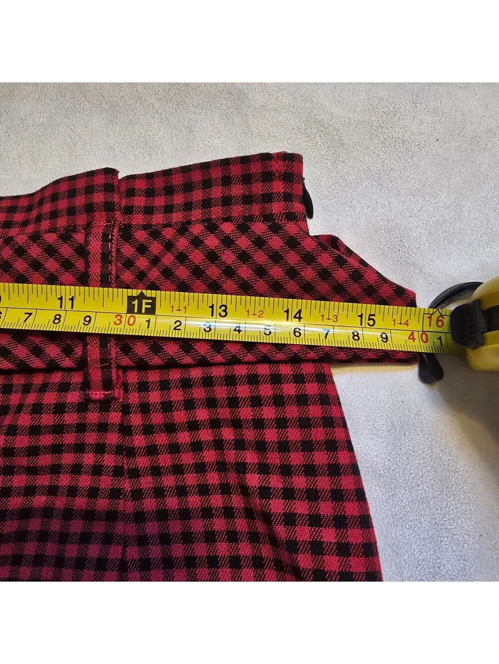 Zara TRF Collection Red and Black Checkered Pencil Skirt with Front Buttons